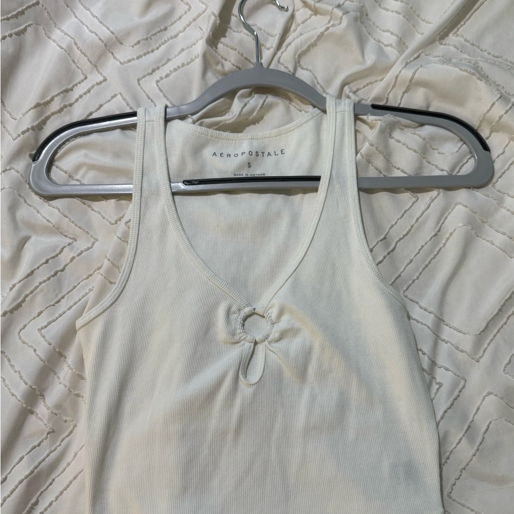 Aeropostale Women's White Tank Top with Knot Detail